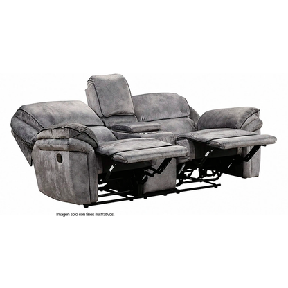 Juego de sala reclinable 3+2 puestos, modelo NX6002GY-SF/LV, Themis, tapizado en color gris.