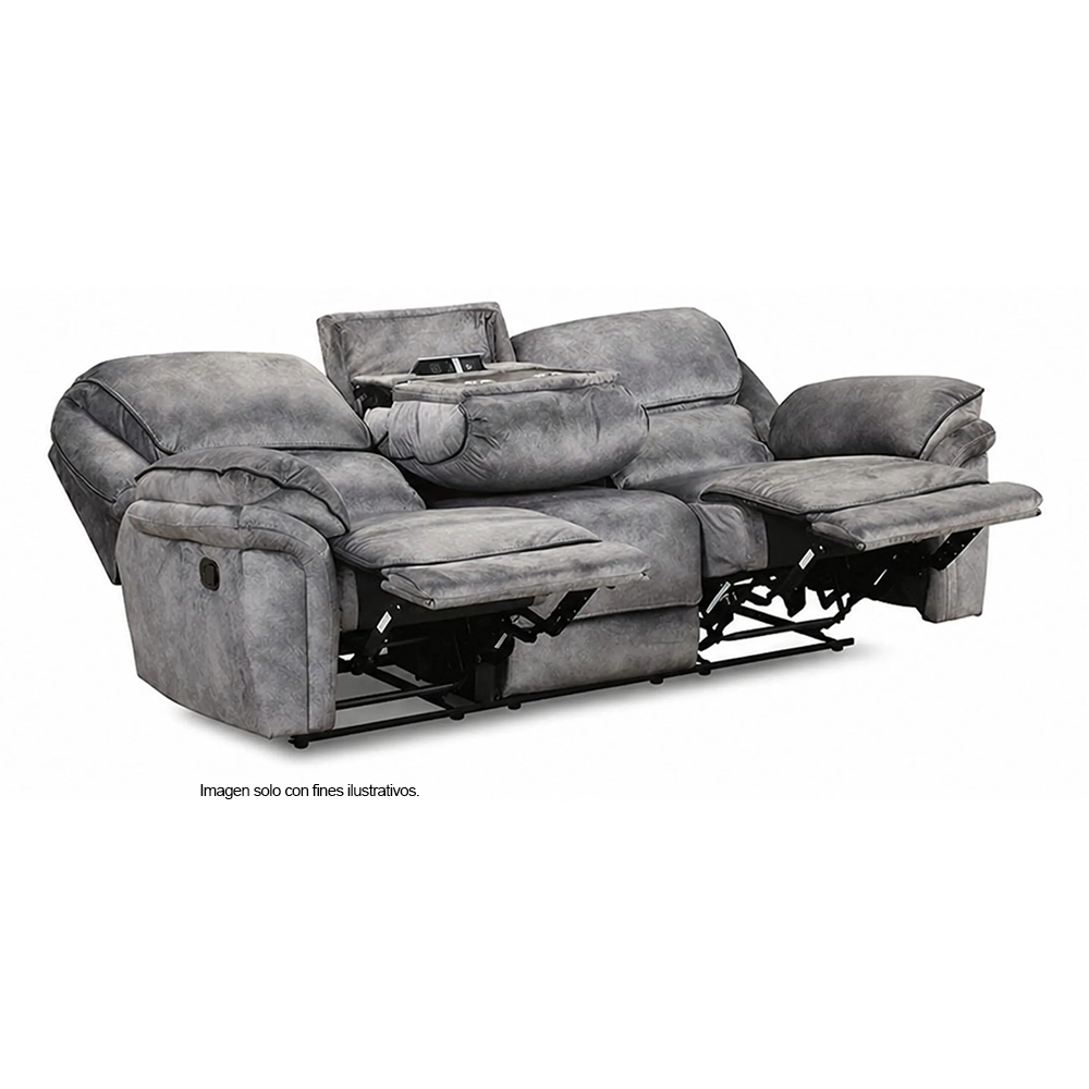 Juego de sala reclinable 3+2 puestos, modelo NX6002GY-SF/LV, Themis, tapizado en color gris.