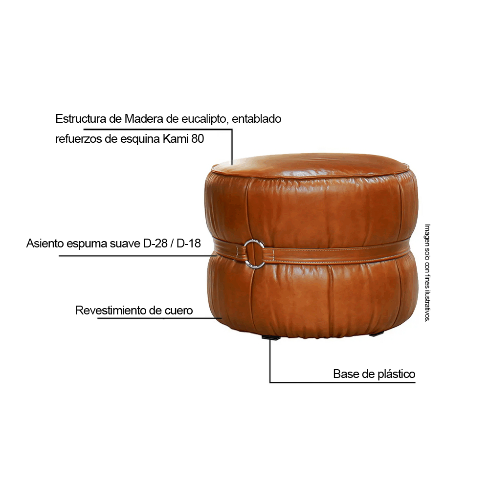Piecero de cuero, modelo Senegal Luxury 417002, color caramelo