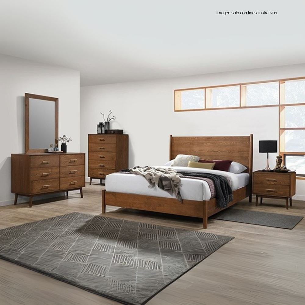 Recamara MILA FM7220WN-Q (20-2625) tamaño Queen, con dos mesitas de noche, color chocolate.