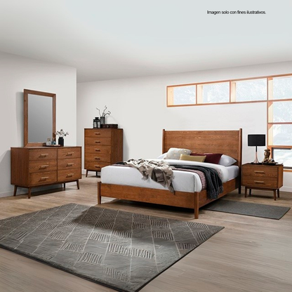 Recamara MILA FM7220WN-Q (20-2625) tamaño Queen, con dos mesitas de noche, color chocolate.