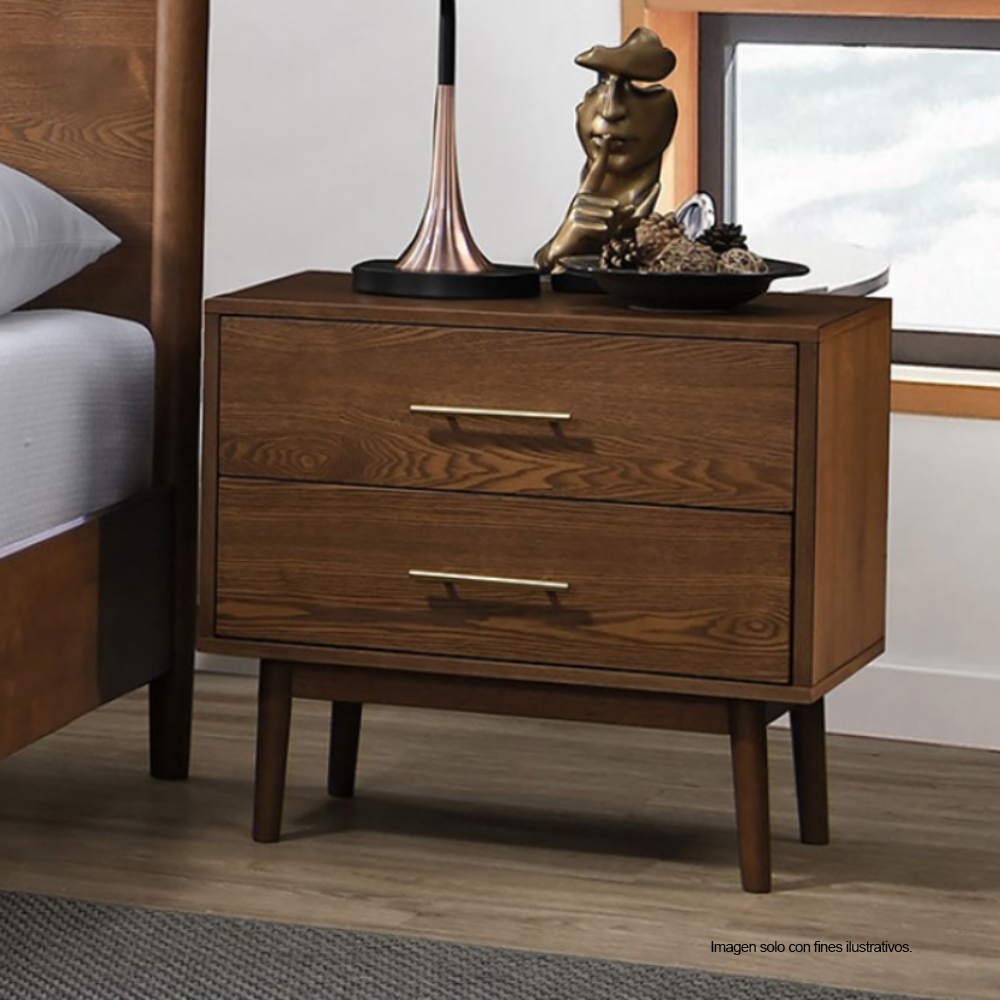 Recamara MILA FM7220WN-Q (20-2625) tamaño Queen, con dos mesitas de noche, color chocolate.