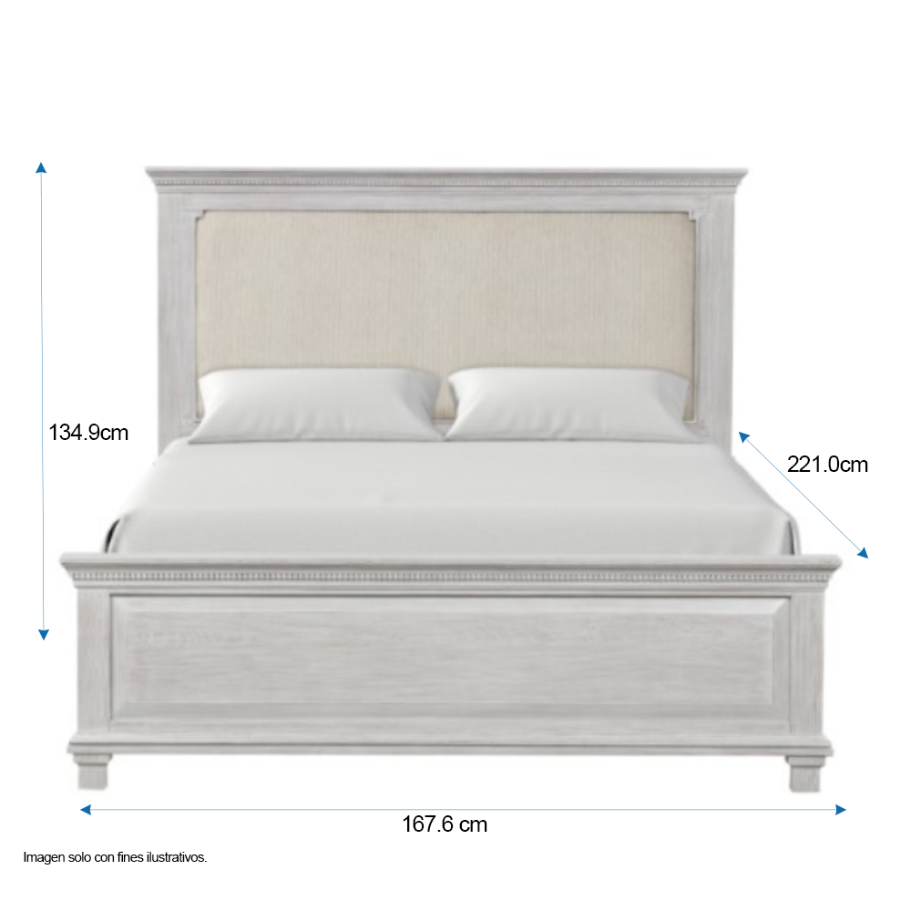 Recamara ARIA FM7707GY-Q (20-2628) tamaño Queen, en color gris desgastado, incluye 2 mesitas de noche.