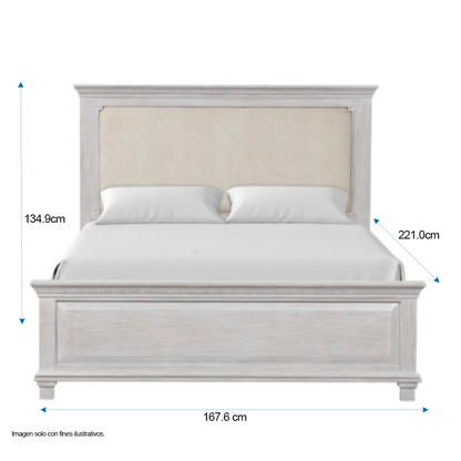 Recamara ARIA FM7707GY-Q (20-2628) tamaño Queen, en color gris desgastado, incluye 2 mesitas de noche.