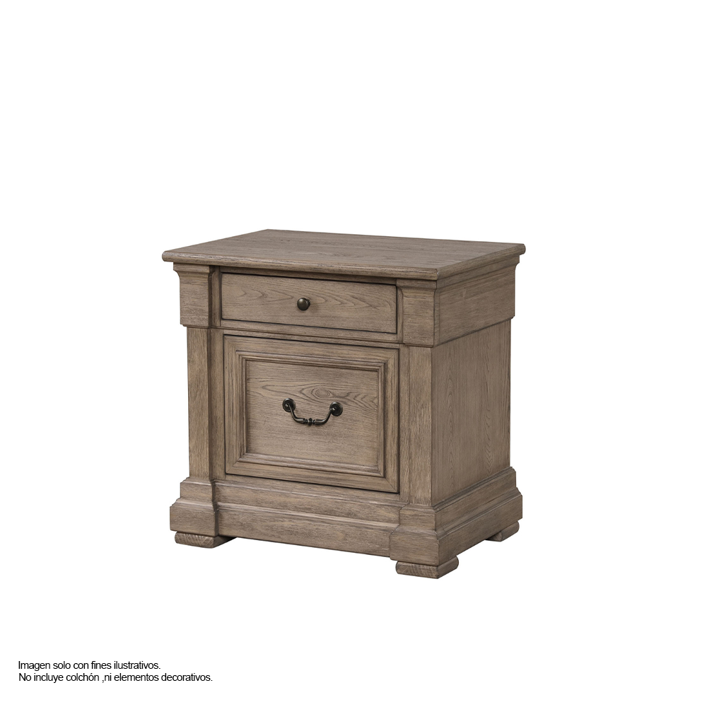 Recamara OLGA  FM7701BR-Q (20-2631) tamaño Queen, en color tono chocolate, incluye 2 mesitas de noche.