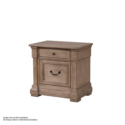 Recamara OLGA  FM7701BR-Q (20-2631) tamaño Queen, en color tono chocolate, incluye 2 mesitas de noche.