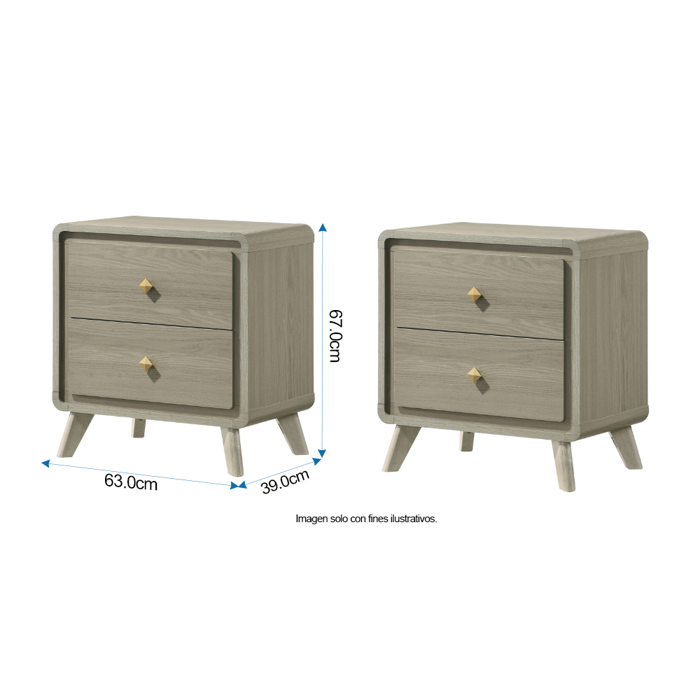 Recamara Queen modelo DELIA FM72002GY-Q (20-2634) color tono gris, incluye 2 mesitas de noche.