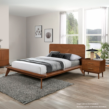 Recamara CLARA FM7222WN-Q (20-2637) tamano Queen, incluye 2 mesitas de noche. color chocolate.
