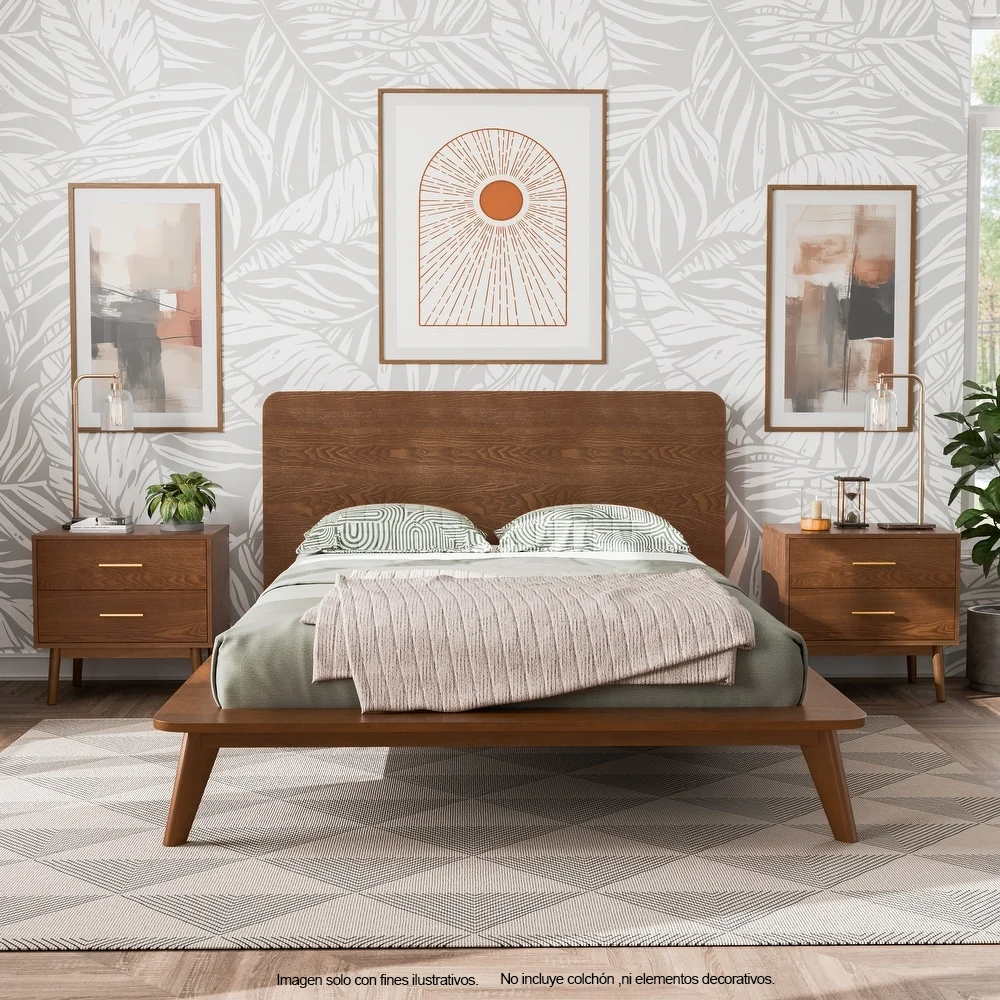 Recamara CLARA FM7222WN-Q (20-2637) tamano Queen, incluye 2 mesitas de noche. color chocolate.