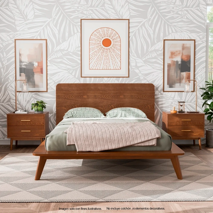 Recamara CLARA FM7222WN-Q (20-2637) tamano Queen, incluye 2 mesitas de noche. color chocolate.