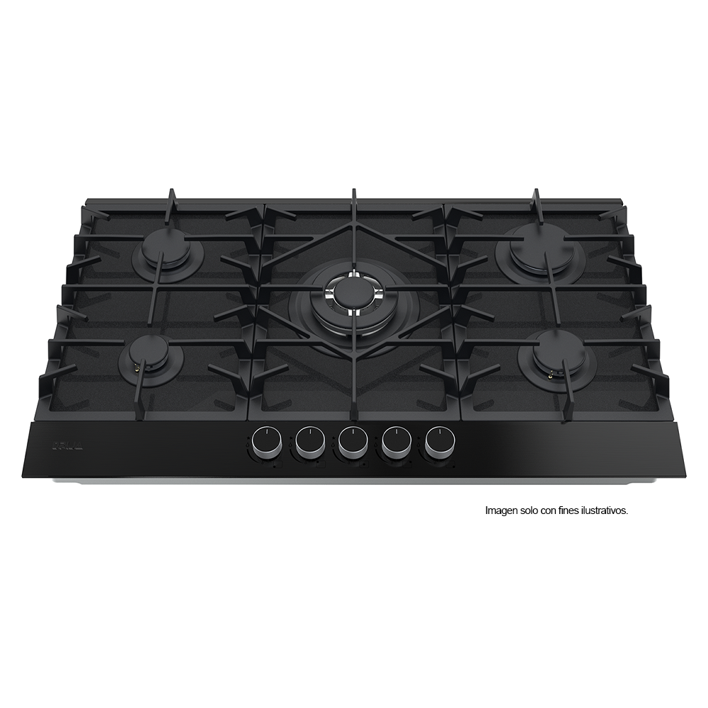 Estufa Ferrara 90 PRO-B (87.4cm) Drija, vidrio templado con la resistencia del acero inoxidable 5 quemadores SABAF de aluminio, encendido eléctrico y válvula de seguridad