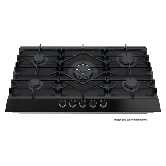 Estufa Ferrara 90 PRO-B (87.4cm) Drija, vidrio templado con la resistencia del acero inoxidable 5 quemadores SABAF de aluminio, encendido eléctrico y válvula de seguridad