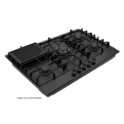 Estufa Ferrara 90 PRO-B (87.4cm) Drija, vidrio templado con la resistencia del acero inoxidable 5 quemadores SABAF de aluminio, encendido eléctrico y válvula de seguridad