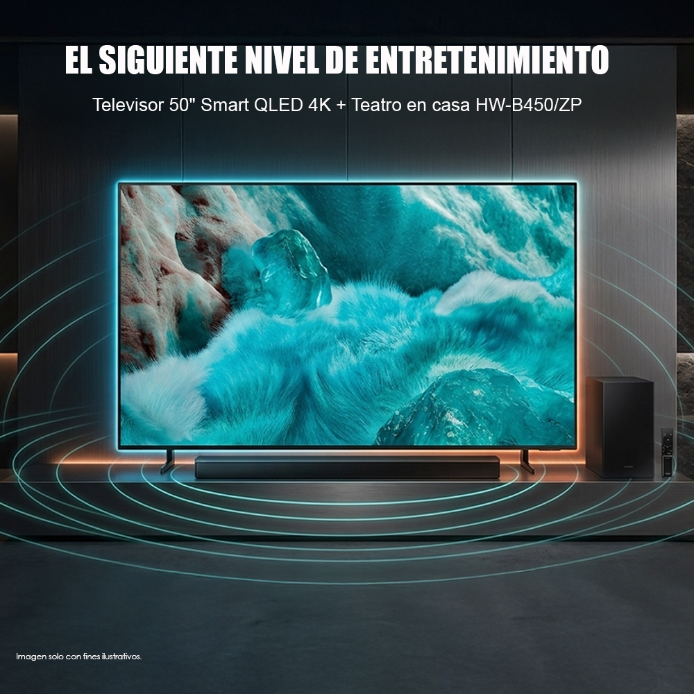 Combo Televisor 50" Smart QLED 4K QN50Q7FAAPXPA + Teatro en casa HW-B450/ZP Samsung