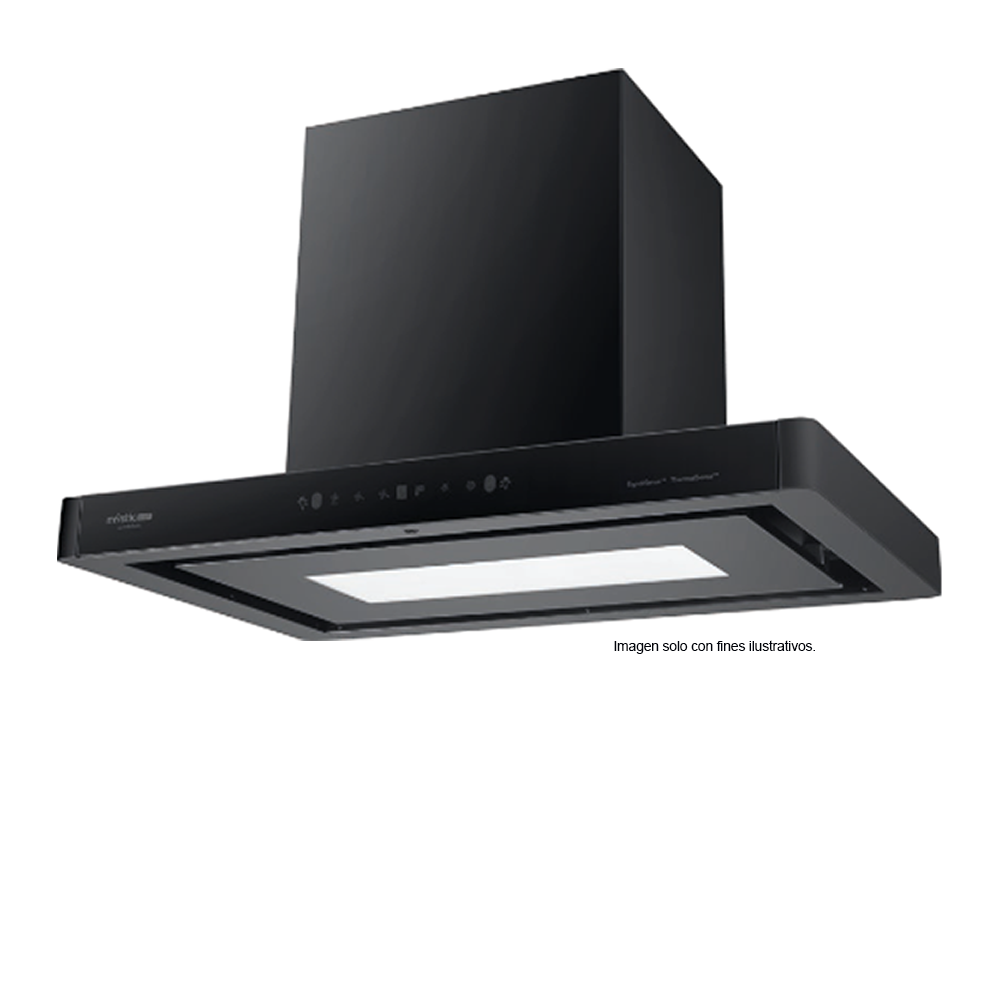 Extractor de grasa Isla campana touch 90cm MI-LCMI90B, serie Italy Luce, color acero inoxidable negro mate. MYSTIC.