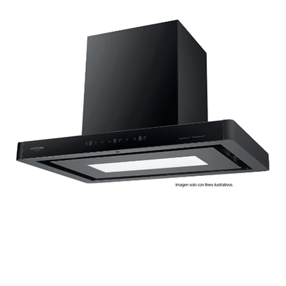 Extractor de grasa Isla campana touch 90cm MI-LCMI90B, serie Italy Luce, color acero inoxidable negro mate. MYSTIC.