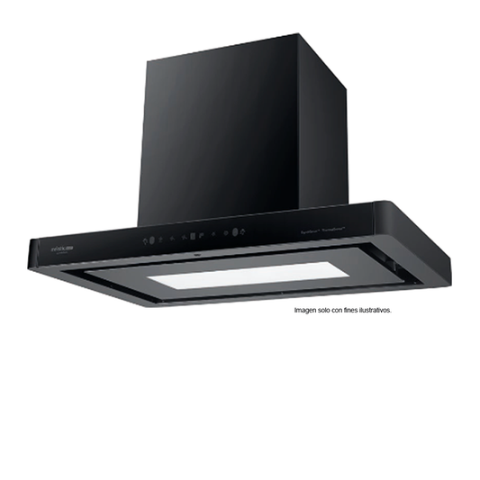 Extractor de grasa Isla campana touch 90cm MI-LCMI90B, serie Italy Luce, color acero inoxidable negro mate. MYSTIC.