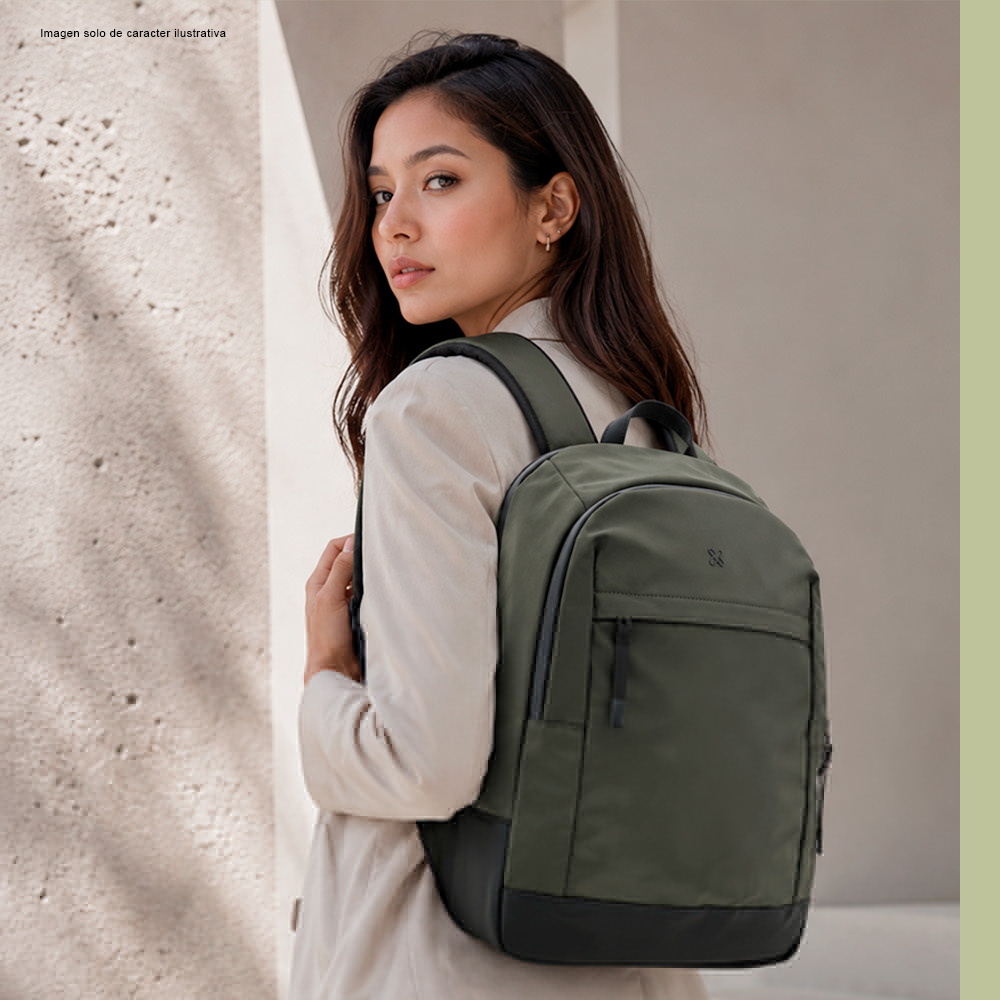 Mochila para laptop de 15.6" modelo KNB-756 Klip, color verde negro.
