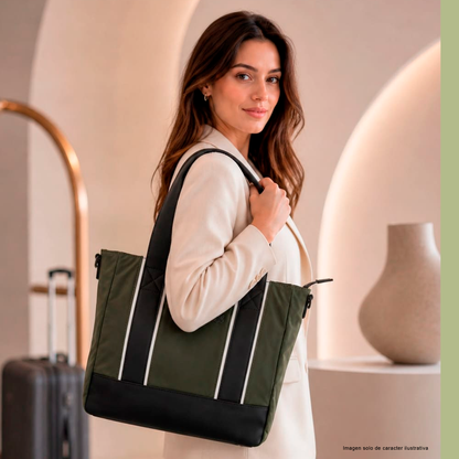 Bolso para laptop de 13" modelo KLB-751 color verde negro.