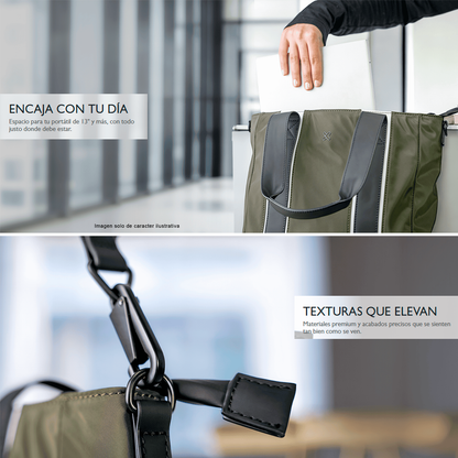 Bolso para laptop de 13" modelo KLB-751 color verde negro.