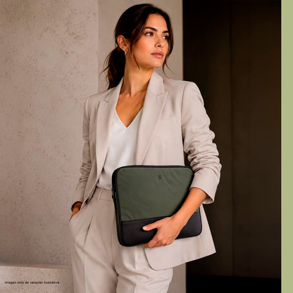 Funda para laptop de 14" modelo KNS-750, color verde negro.