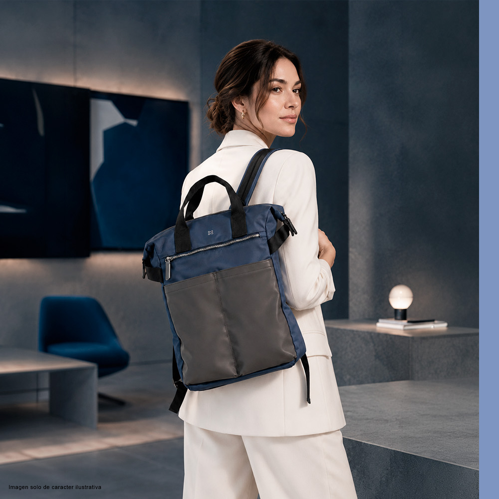 Mochila para Laptop 16" modelo ARUM KNB-721, color gris azul.