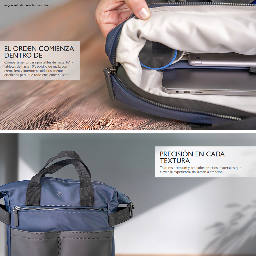 Mochila para Laptop 16" modelo ARUM KNB-721, color gris azul.