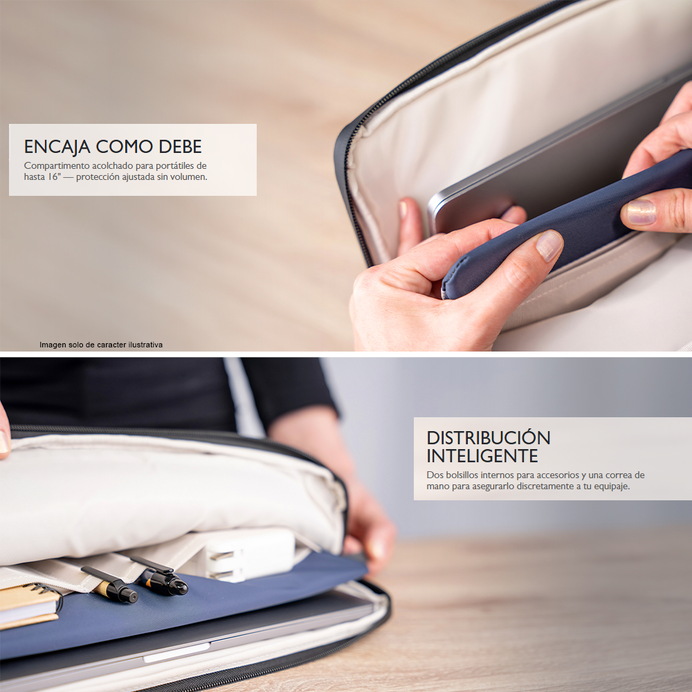 Funda para laptop de 16" modelo ARUM KNS-760, color gris azul
