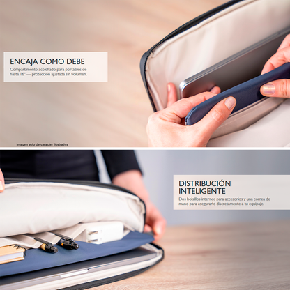 Funda para laptop de 16" modelo ARUM KNS-760, color gris azul