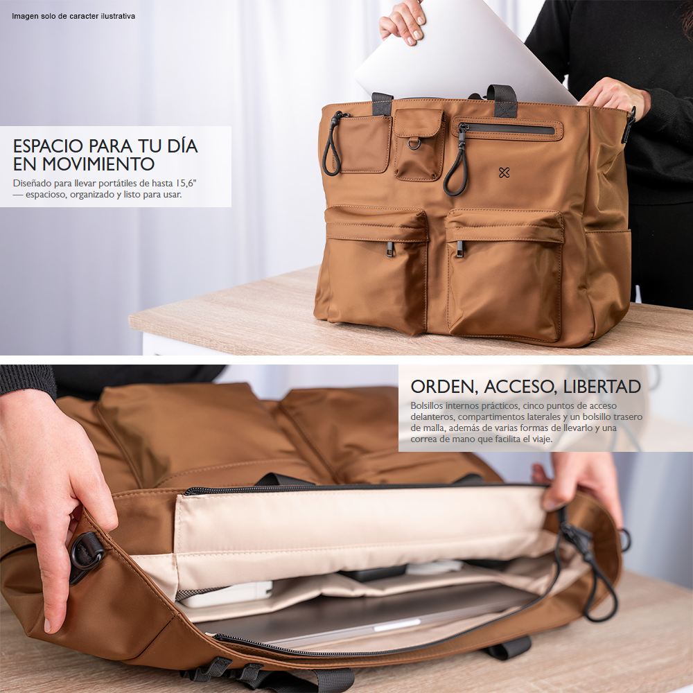 Bolso para laptop 15.6" modelo Nomadia KLB-851 color brown