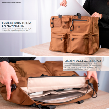 Bolso para laptop 15.6" modelo Nomadia KLB-851 color brown