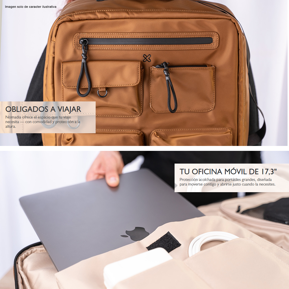 Mochila para laptop NOMADIA KNB-775 color Brown Klip