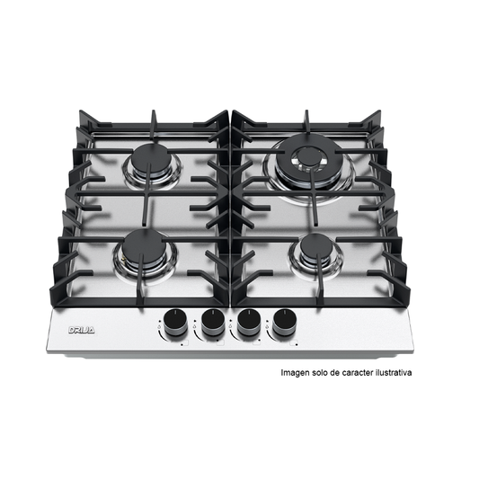 Estufa a gas 91cm, modelo Milan 91 Pro-I, acero inoxidable 304 6 quemadores de aluminio SABAF con válvula de seguridad, encendido eléctrico.
