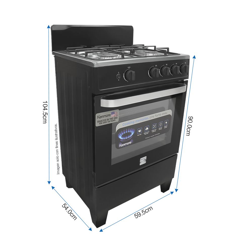 Estufa a gas 24" modelo EMI24B4, 4 quemadores, encendido eléctrico KENMORE