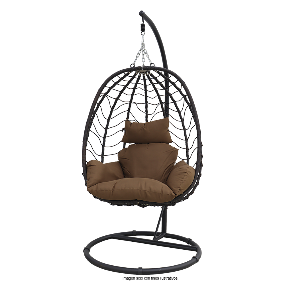Silla colgante modelo 854-ARCHICHCH, color chocolate, estructura de metal.