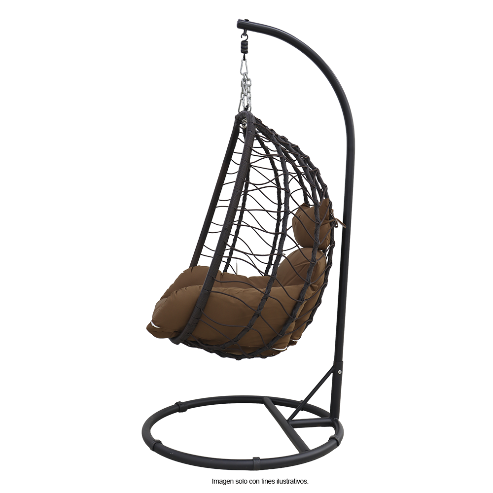 Silla colgante modelo 854-ARCHICHCH, color chocolate, estructura de metal.