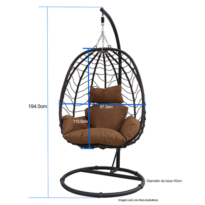 Silla colgante modelo 854-ARCHICHCH, color chocolate, estructura de metal.