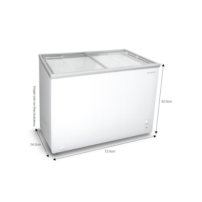Congelador horizontal RFG-0777F capacidad de 5.89 pc (167 litros) ventanas de vidrio deslizantes. SANKEY