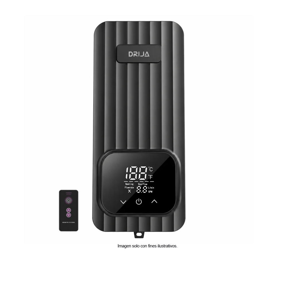 Calentador de agua eléctrico 8.5L/min modelo CLTE6KW-C. DRIJA. panel digital, tarjeta electrónica inverter.