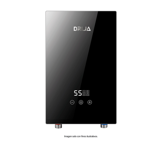 Calentador de agua eléctrico CLTE7KW-C 10.5 litros/min. DRIJA color espejo negro, panel de control digital, tarjeta electrónica inverter.