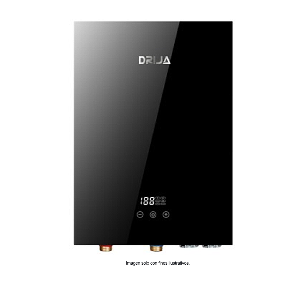 Calentador de agua eléctrico CLTE18KW-C 24 litros/ min. DRIJA color espejo negro, panel de control digital, tarjeta electrónica inverter.