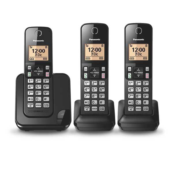 Panasonic KX-TGC353LAB Telefono Inalámbrico Negro 3 Auriculares