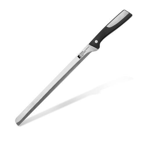 Tradineur - Cuchillo jamonero de acero inoxidable, hoja de 25 cm y mango  ergonómico de plástico, cuchillo para cortado de jamón