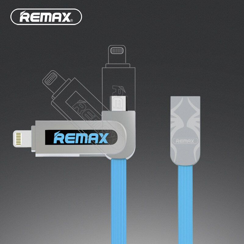 Remax RC-067T Accesorio Celular Cable 2 En 1 USB A Micro USB - Lightning 1M Azul