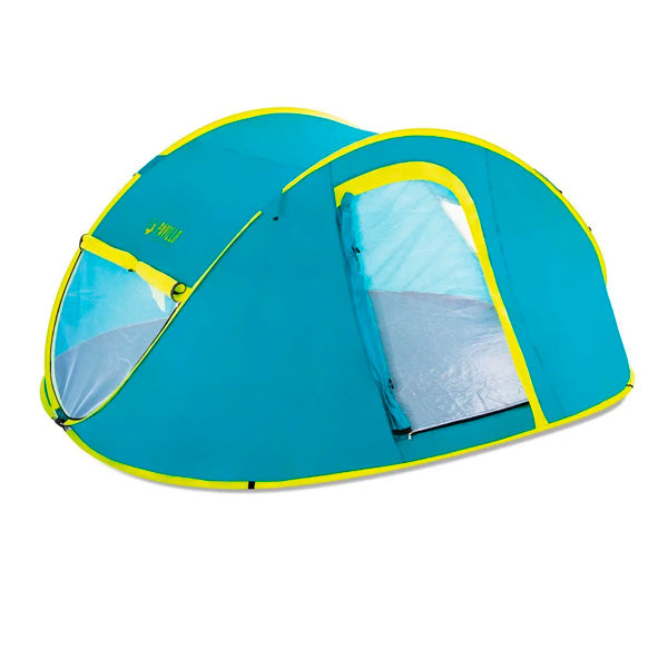 Tienda de campaña Aktive Camping 4 personas con toldo verde/azul