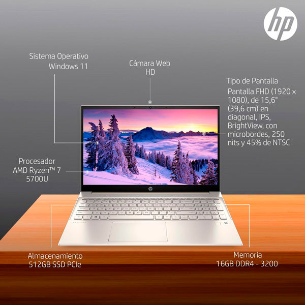 HP 15-EH1021LA 15" LAPTOP AMD RYZEN 7-5700U 16GB 512GB SSD WINDOWS 10
