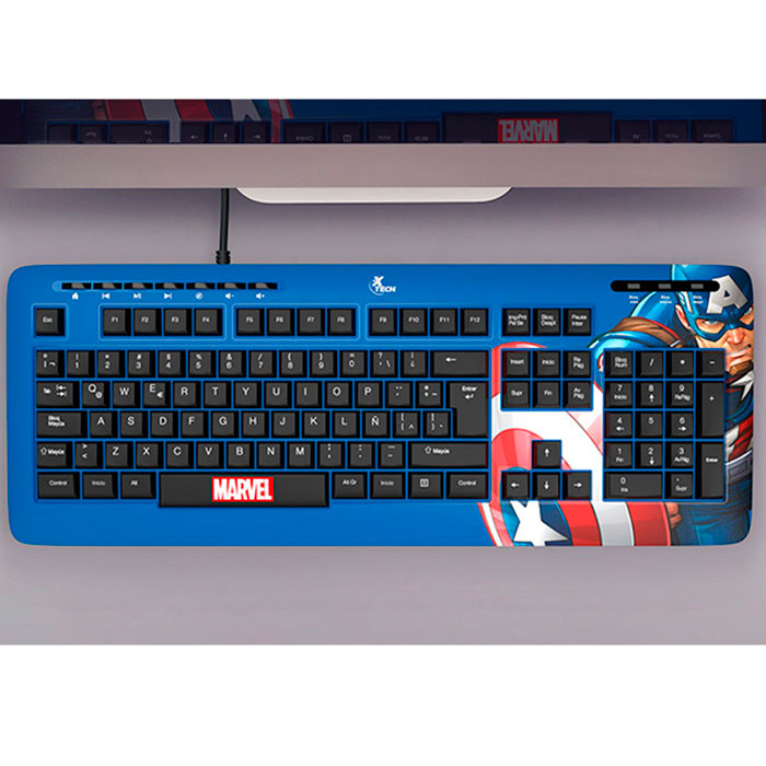 Xtech Marvel Captain America Teclado Alámbrico XTK-M401CA Azul