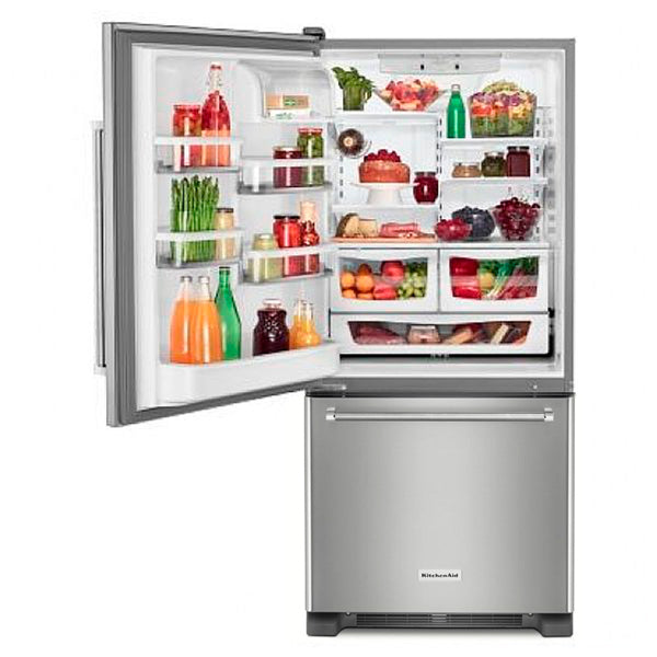 Refrigeradora 19 pc Kitchen Aid Bottom Freezer   KRBL109ESS