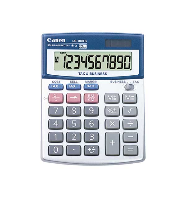 Calculadora de Escritorio Compacta Ls-100Ts Canon. Pantalla Inclinada de 10 Digitos