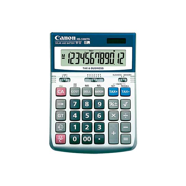 Calculadora de Escritorio Hs-1200Ts Canon. Pantalla Lcd Extralarga de 12 Digitos Cu